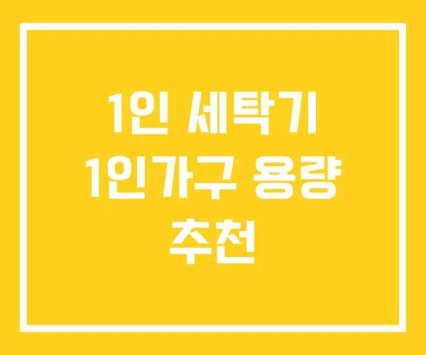 1인 세탁기 1인가구 용량 추천