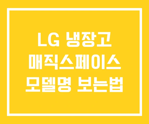 LG 냉장고 매직스페이스 모델명 보는법