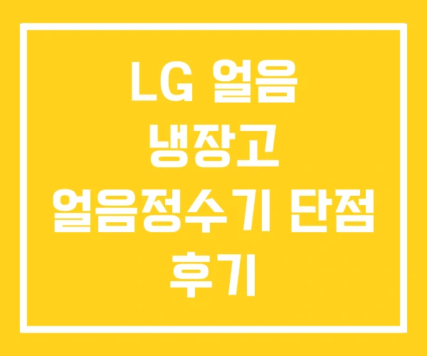 LG 얼음 냉장고 얼음정수기 단점 후기