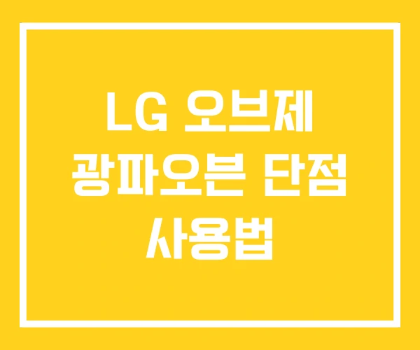 LG 오브제 광파오븐 단점 사용법 LG 오브제 광파오븐 단점 사용법