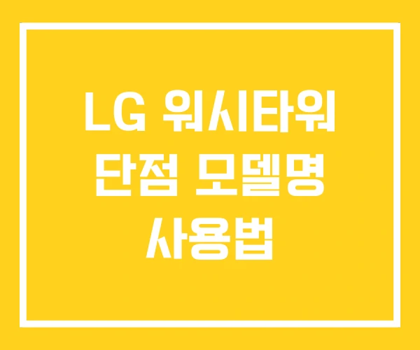 LG 워시타워 단점 모델명 사용법 LG 워시타워 단점 모델명 사용법