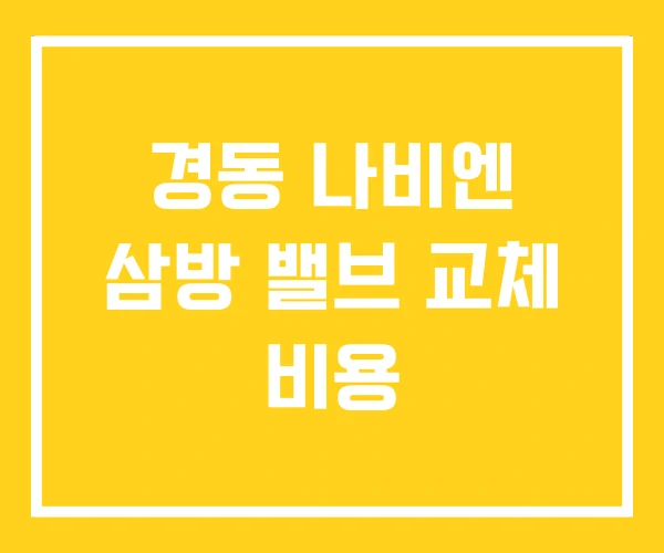 경동 나비엔 삼방 밸브 교체 비용