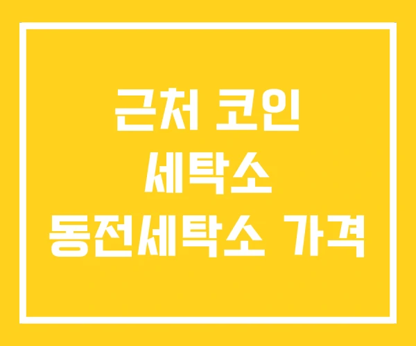 근처 코인 세탁소 동전세탁소 가격