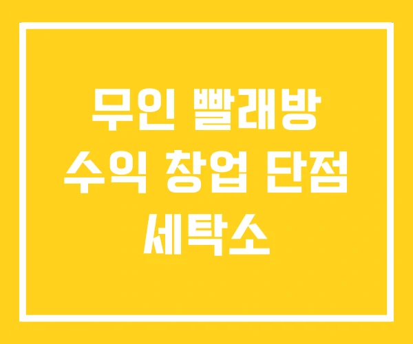 무인 빨래방 수익 창업 단점 세탁소
