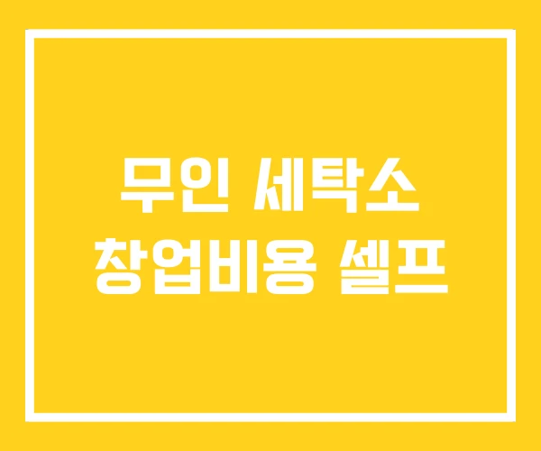 무인 세탁소 창업비용 셀프