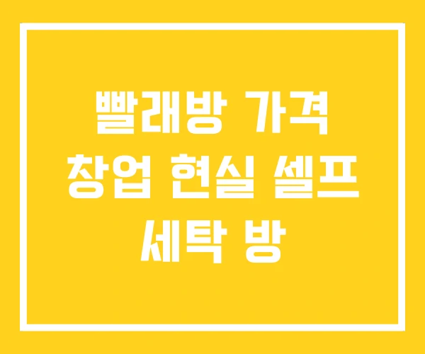 빨래방 가격 창업 현실 셀프 세탁 방