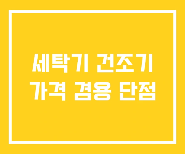 세탁기 건조기 가격 겸용 단점