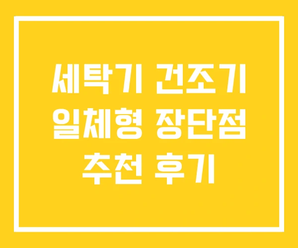 세탁기 건조기 일체형 장단점 추천 후기