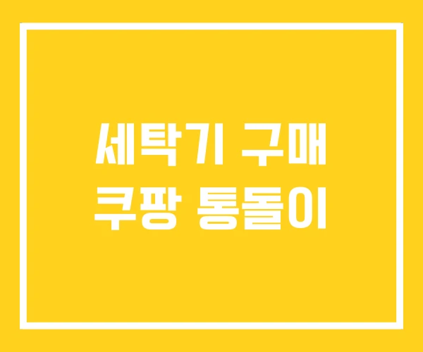 세탁기 구매 쿠팡 통돌이