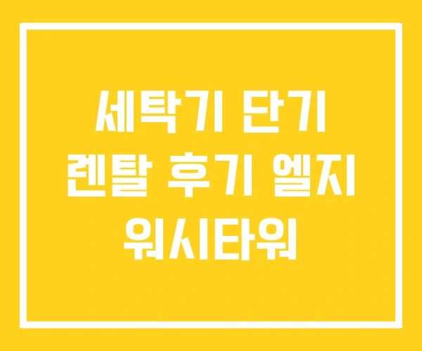 세탁기 단기 렌탈 후기 엘지 워시타워