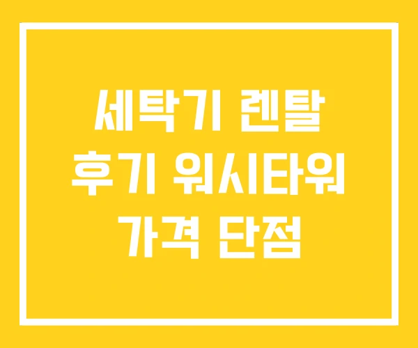 세탁기 렌탈 후기 워시타워 가격 단점