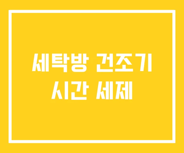 세탁방 건조기 시간 세제