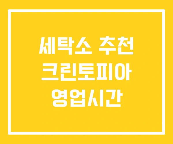 세탁소 추천 크린토피아 영업시간