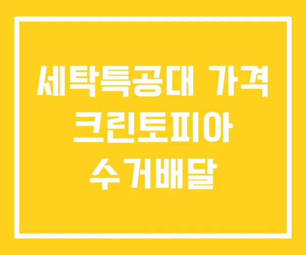 세탁특공대 가격 크린토피아 수거배달