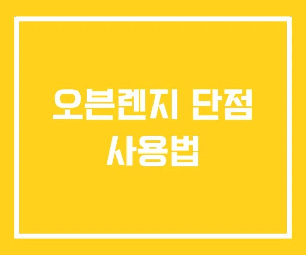 오븐렌지 단점 사용법