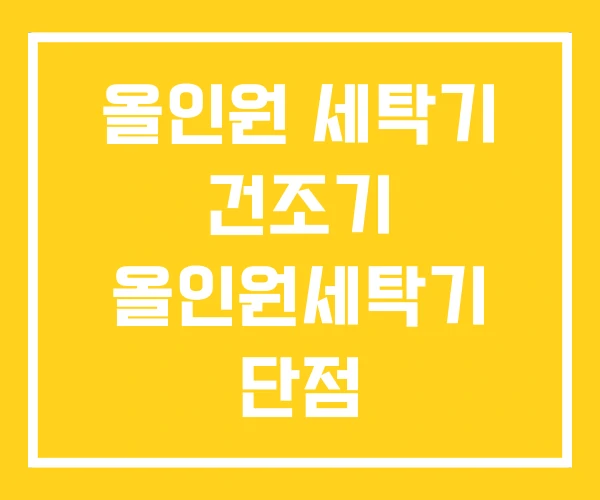 올인원 세탁기 건조기 올인원세탁기 단점