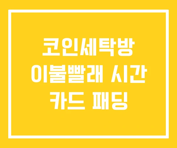 코인세탁방 이불빨래 시간 카드 패딩