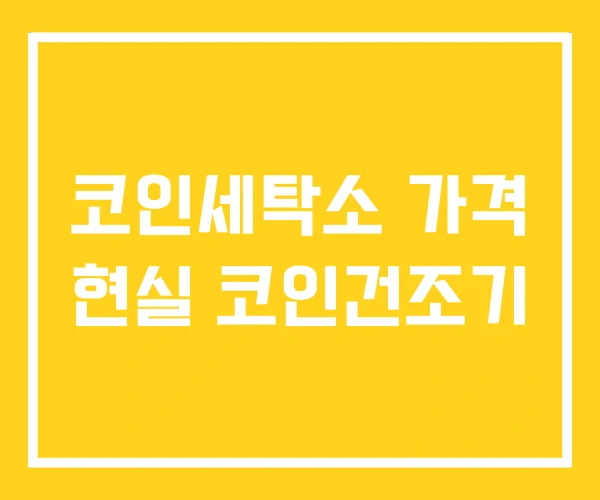 코인세탁소 가격 현실 코인건조기