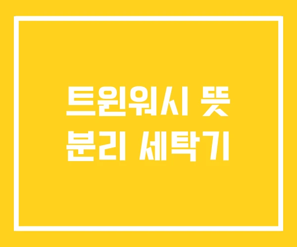 트윈워시 뜻 분리 세탁기 트윈워시 뜻 분리 세탁기