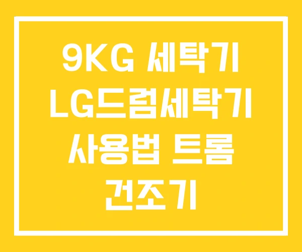 9KG 세탁기 LG드럼세탁기 사용법 트롬 건조기