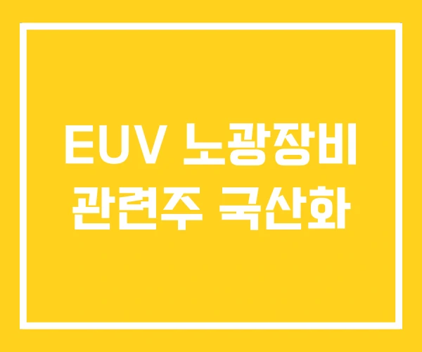 EUV 노광장비 관련주 국산화 EUV 노광장비 관련주 국산화