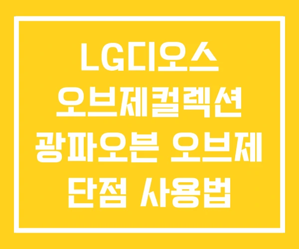 LG디오스 오브제컬렉션 광파오븐 오브제 단점 사용법