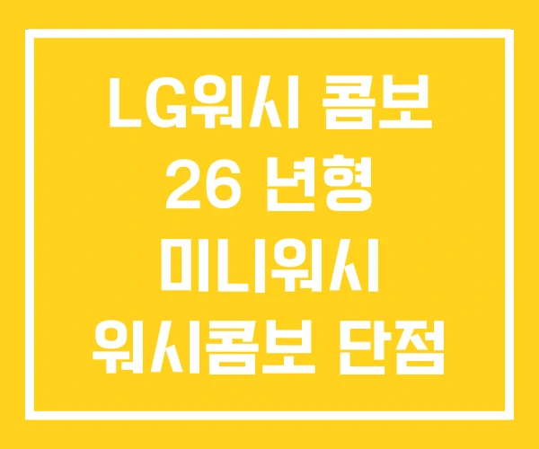 LG워시 콤보 26 년형 미니워시 워시콤보 단점