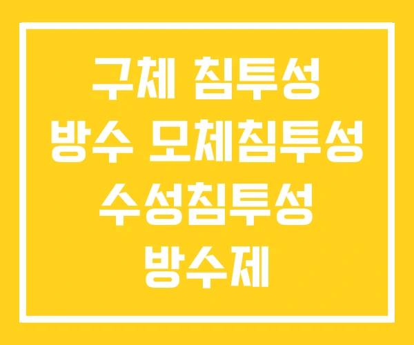 구체 침투성 방수 모체침투성 수성침투성 방수제