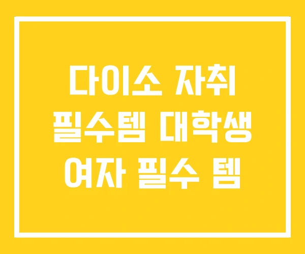 다이소 자취 필수템 대학생 여자 필수 템