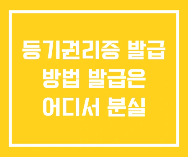 등기권리증 발급 방법 발급은 어디서 분실