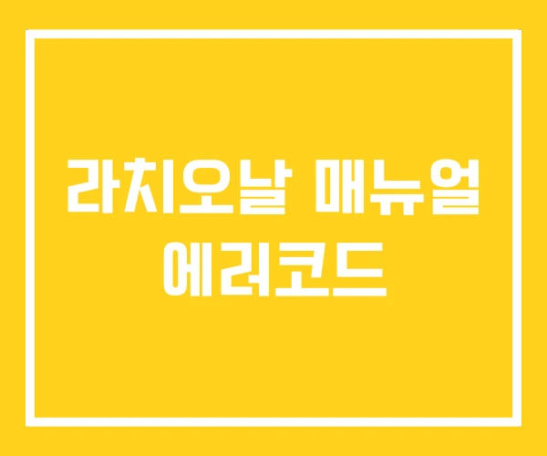 라치오날 매뉴얼 에러코드