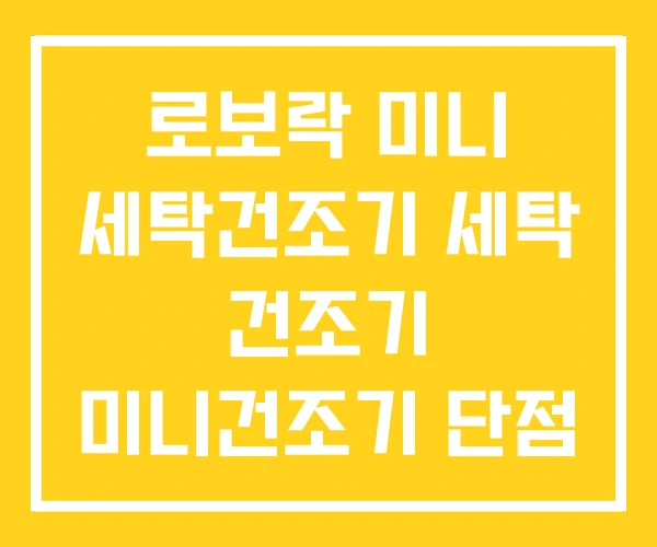 로보락 미니 세탁건조기 세탁 건조기 미니건조기 단점