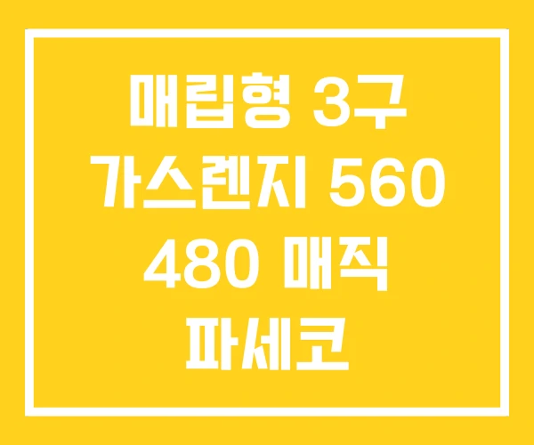 매립형 3구 가스렌지 560 480 매직 파세코