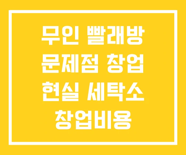 무인 빨래방 문제점 창업 현실 세탁소 창업비용 무인 빨래방 문제점 창업 현실 세탁소 창업비용