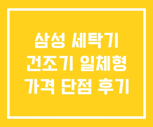 삼성 세탁기 건조기 일체형 가격 단점 후기