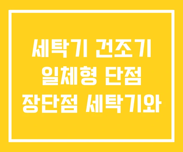 세탁기 건조기 일체형 단점 장단점 세탁기와