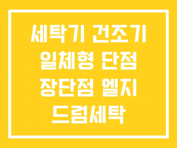 세탁기 건조기 일체형 단점 장단점 엘지 드럼세탁