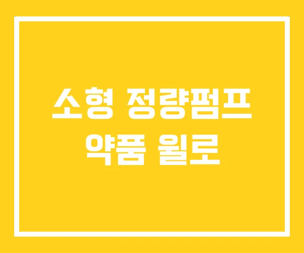 소형 정량펌프 약품 윌로