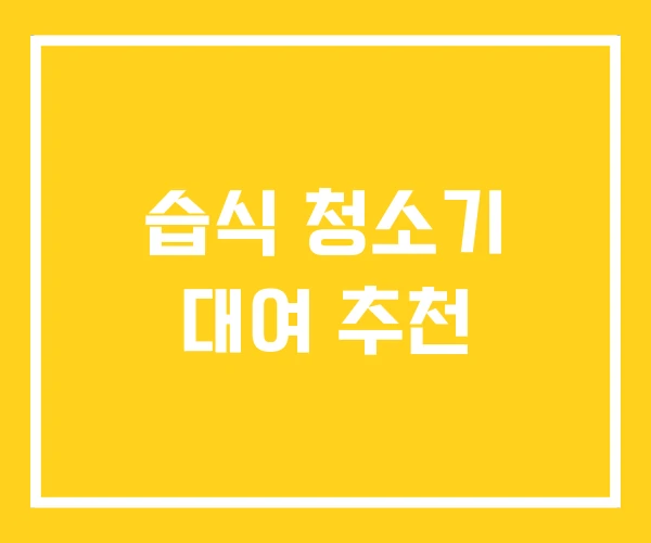 습식 청소기 대여 추천