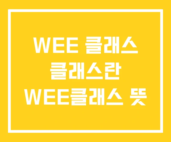 WEE 클래스 클래스란 WEE클래스 뜻