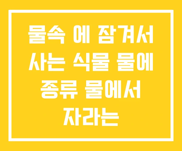 물속 에 잠겨서 사는 식물 물에 종류 물에서 자라는 물속 에 잠겨서 사는 식물 물에 종류 물에서 자라는